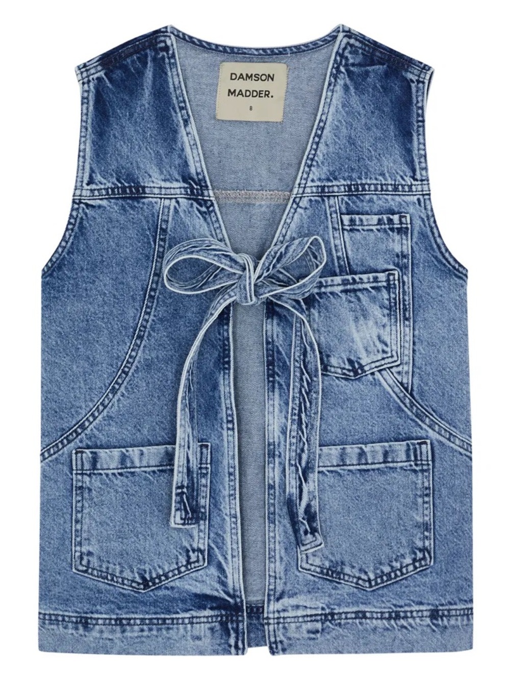 Damson Madder Light Blue Denim Tie-Front Vest